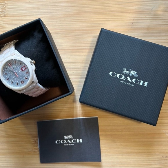 Coach Greyson Watch With 36mm Silver Sparkley Face & Light Pink Ceramic Bracelet - Picture 7 of 7